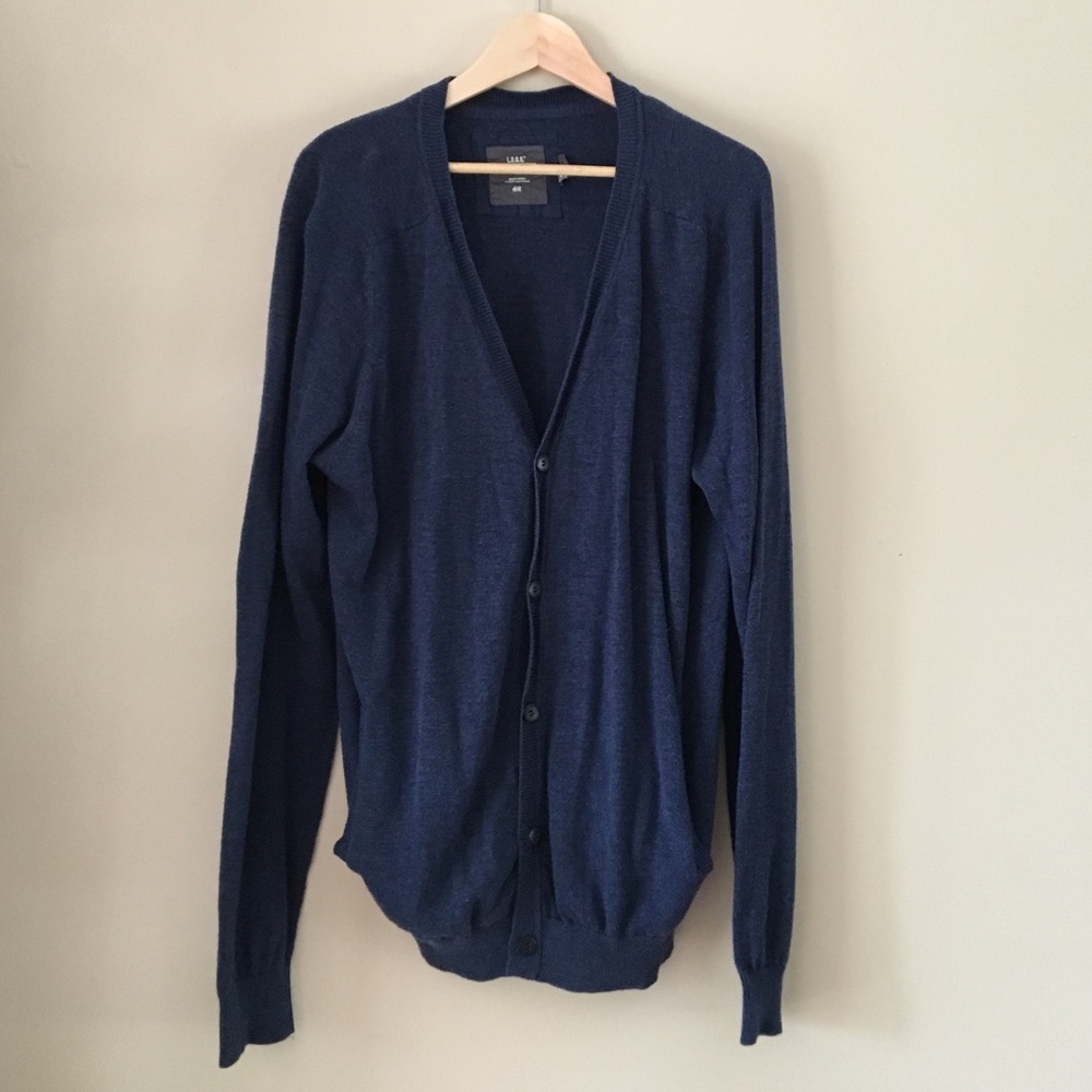 H&M LOGG Mens Navy Blue Grandpa Sweater